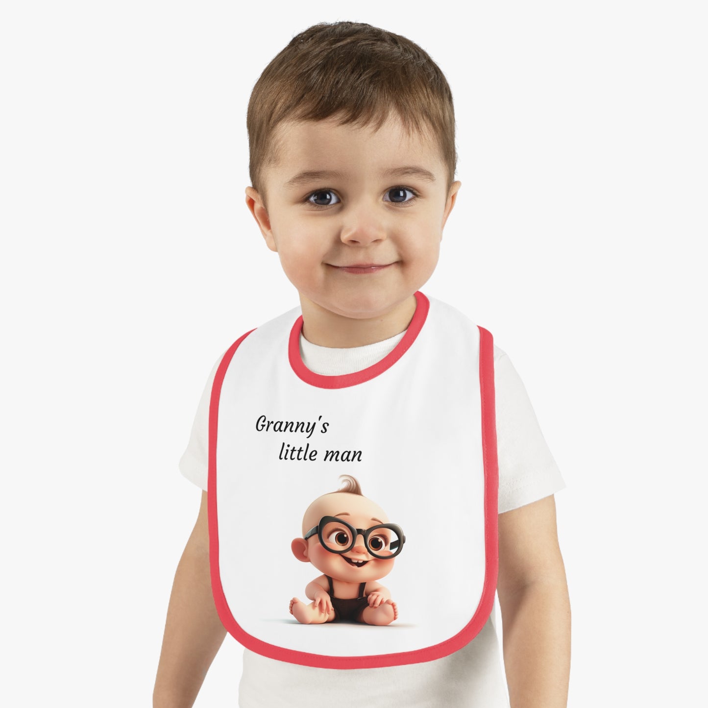 Granny's little man Baby Contrast Trim Jersey Bib