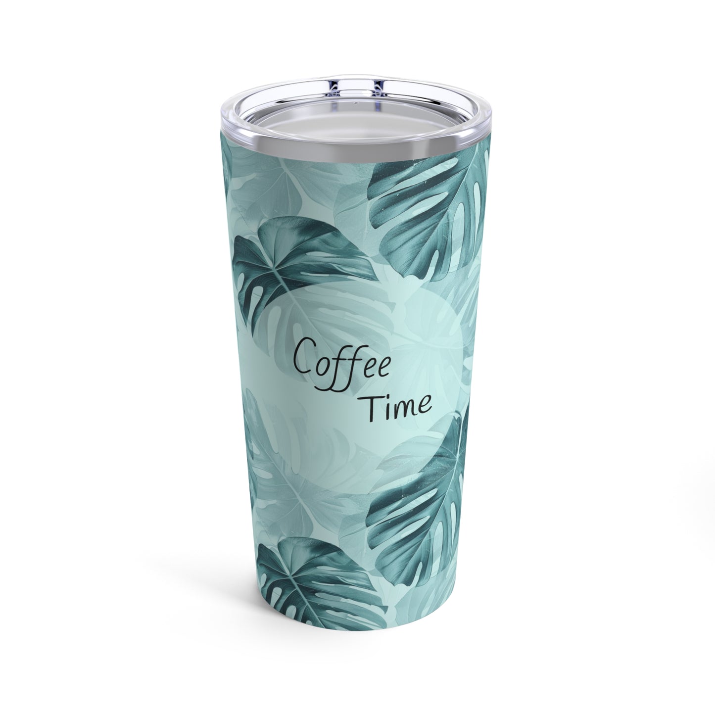 Coffee Time tropical leaves tumbler mug 20oz