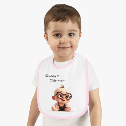 Granny's little man Baby Contrast Trim Jersey Bib