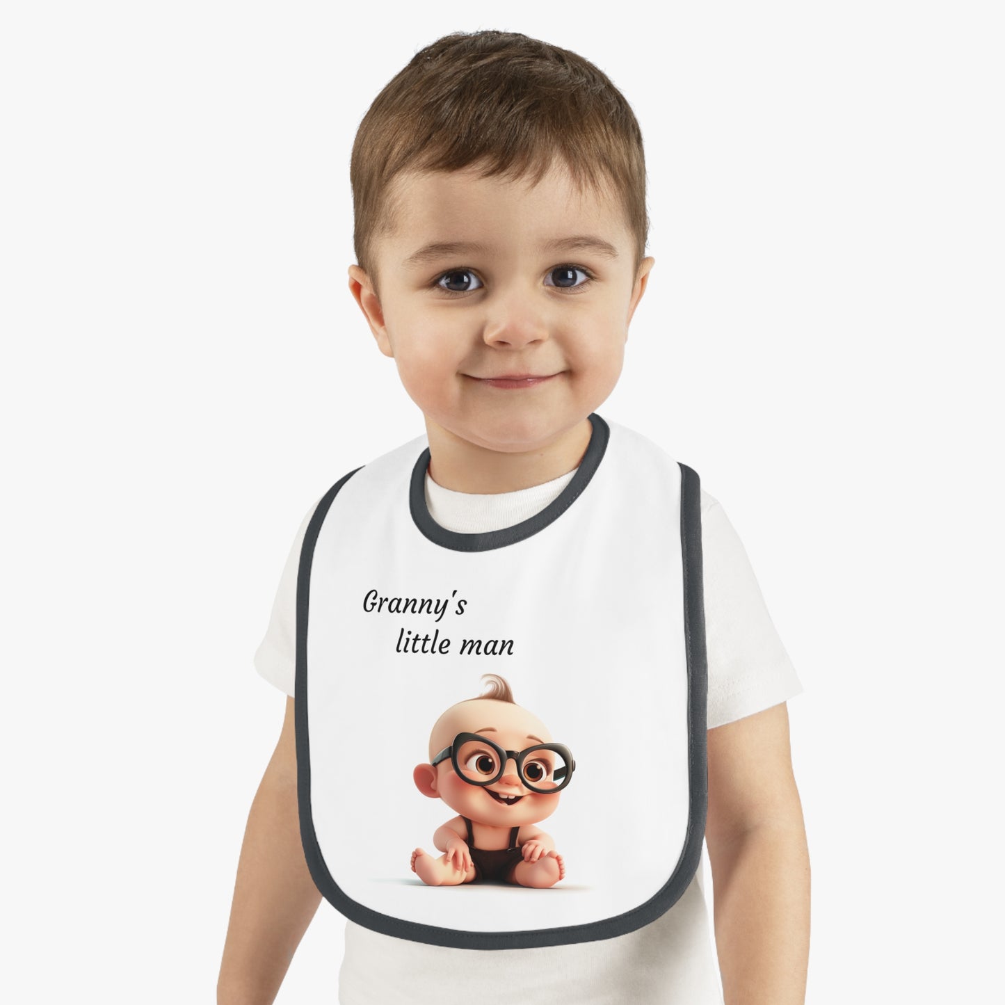 Granny's little man Baby Contrast Trim Jersey Bib