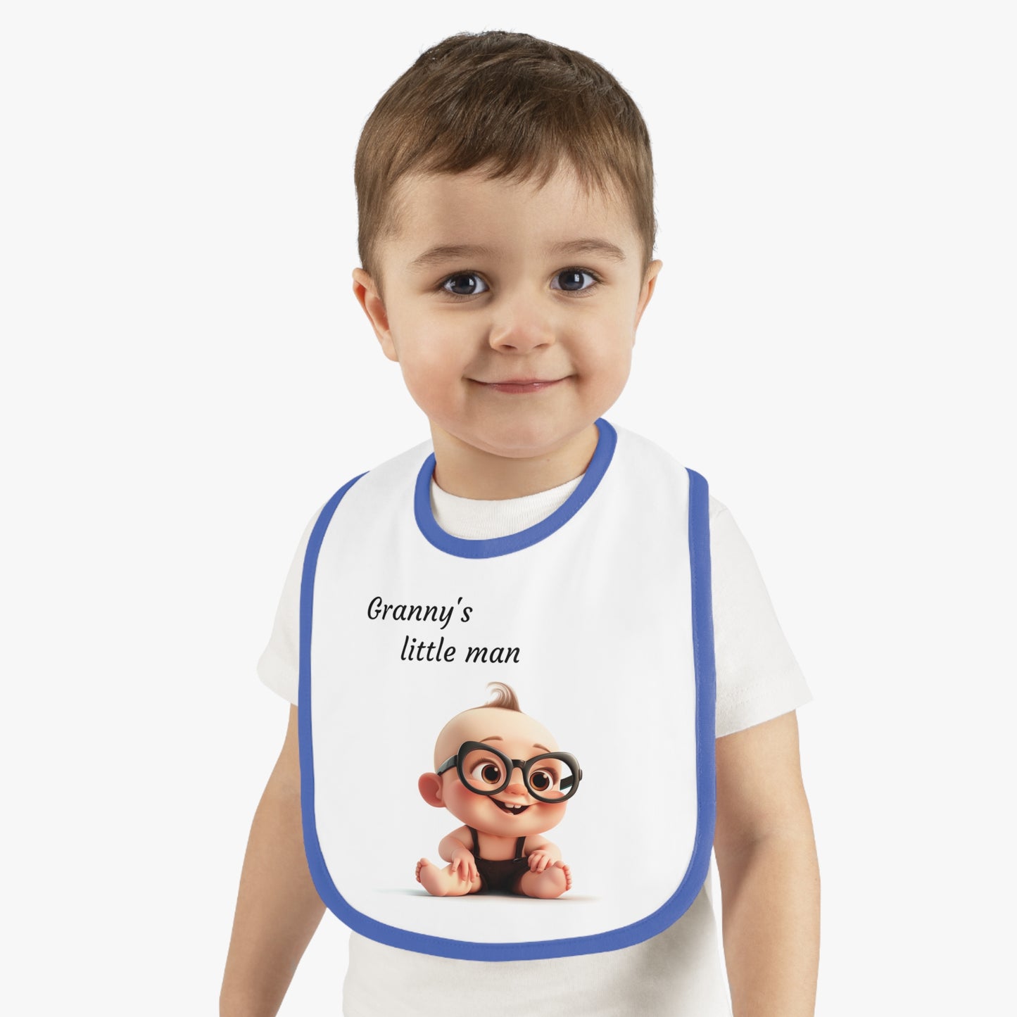 Granny's little man Baby Contrast Trim Jersey Bib