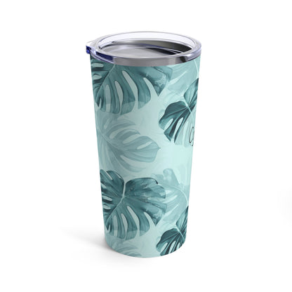 Coffee Time tropical leaves tumbler mug 20oz