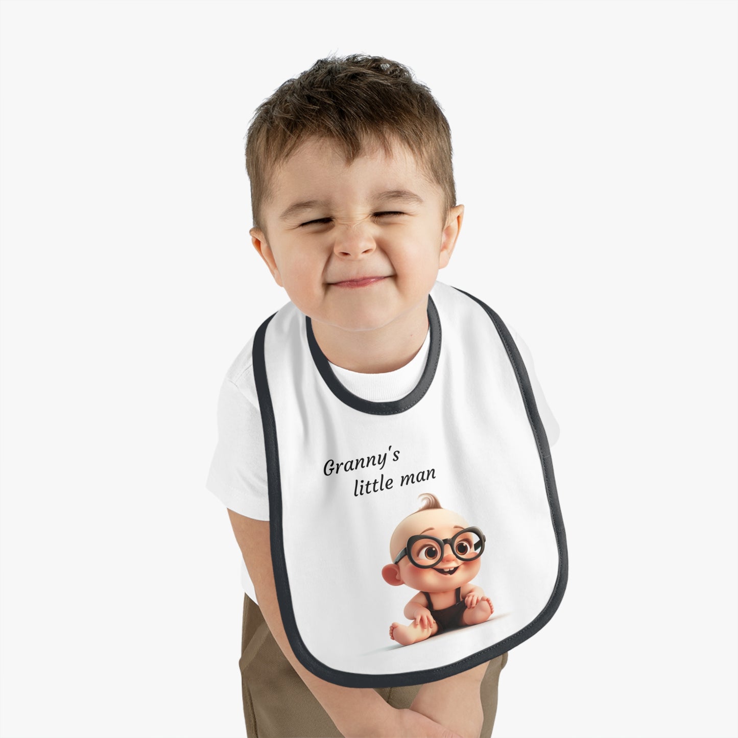 Granny's little man Baby Contrast Trim Jersey Bib