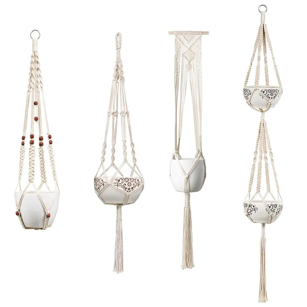 Macrame Plant Hangers Basket (4 Pcs)