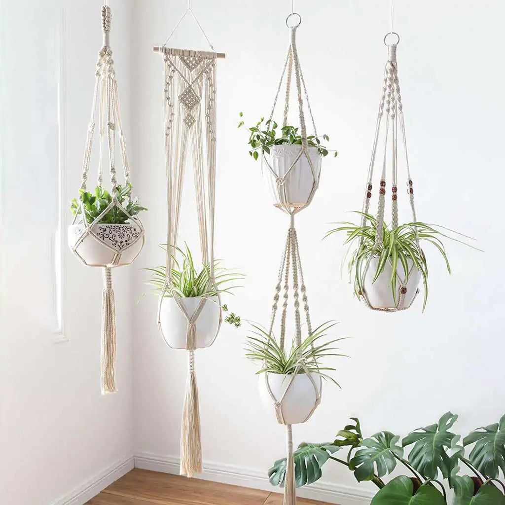 Macrame Plant Hangers Basket (4 Pcs)